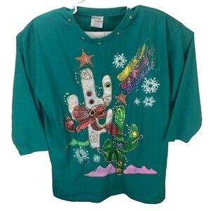 vintage MATCH POINT 3-D Hand Painted Cacti  Women's  One Size Fits All Shirt